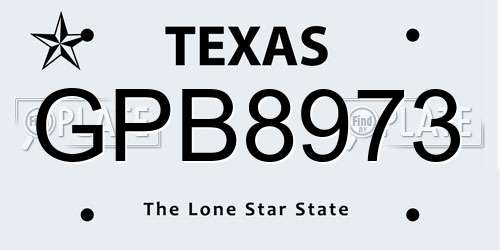 GPB8973 Texas License Plate