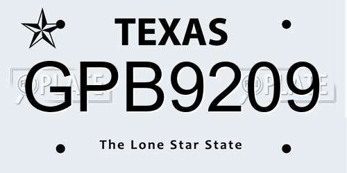 GPB9209 Texas License Plate