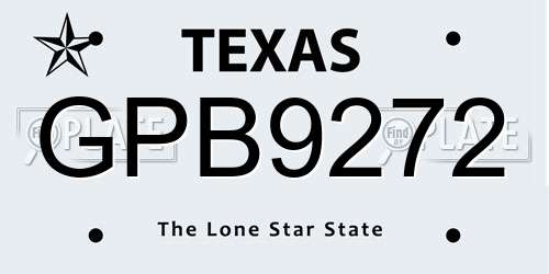 GPB9272 Texas License Plate