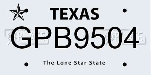 GPB9504 Texas License Plate