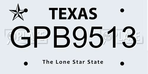GPB9513 Texas License Plate