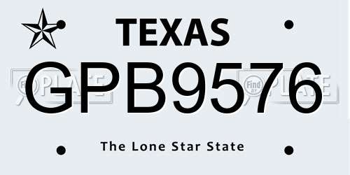 GPB9576 Texas License Plate