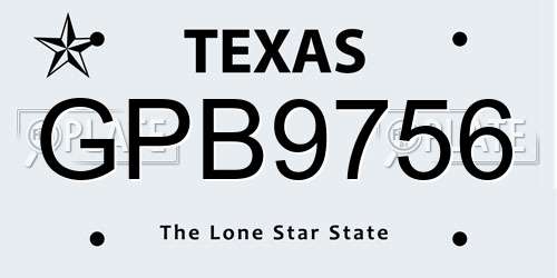 GPB9756 Texas License Plate