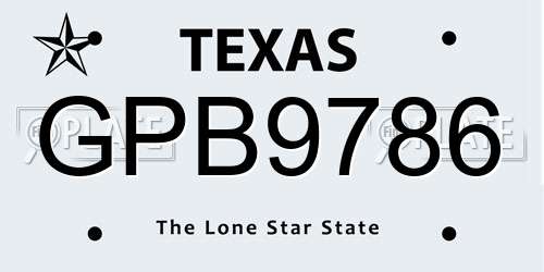 GPB9786 Texas License Plate