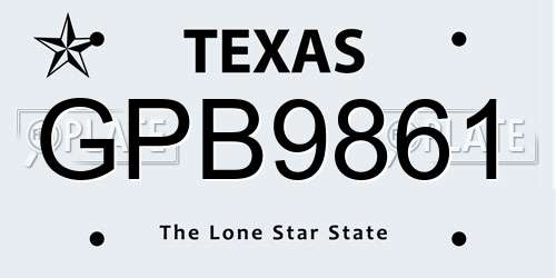 GPB9861 Texas License Plate