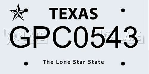 GPC0543 Texas License Plate