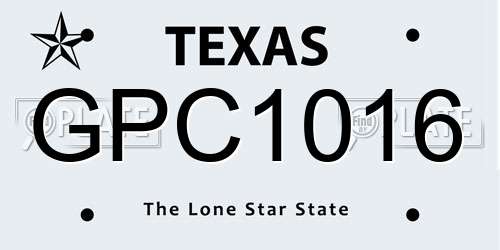 GPC1016 Texas License Plate