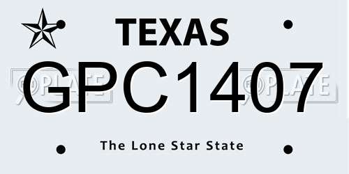 GPC1407 Texas License Plate