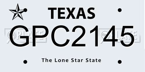 GPC2145 Texas License Plate