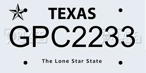 GPC2233 Texas License Plate