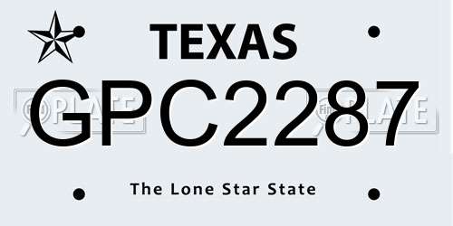 GPC2287 Texas License Plate