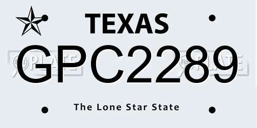 GPC2289 Texas License Plate