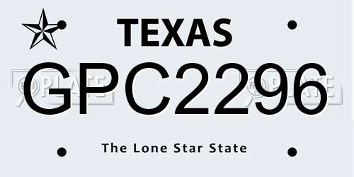 GPC2296 Texas License Plate