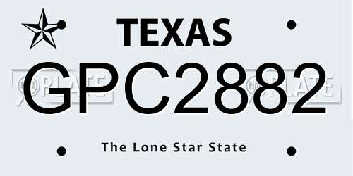 GPC2882 Texas License Plate