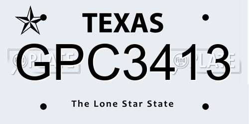 GPC3413 Texas License Plate