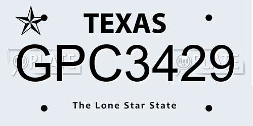 GPC3429 Texas License Plate
