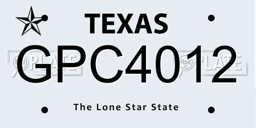 GPC4012 Texas License Plate