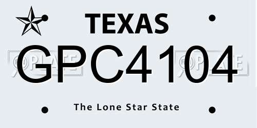 GPC4104 Texas License Plate
