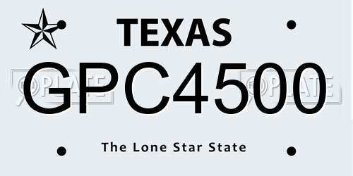 GPC4500 Texas License Plate