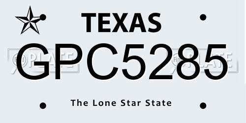 GPC5285 Texas License Plate