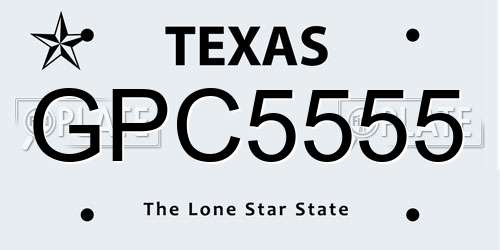 GPC5555 Texas License Plate