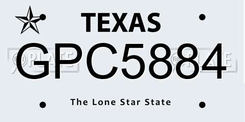 GPC5884 Texas License Plate