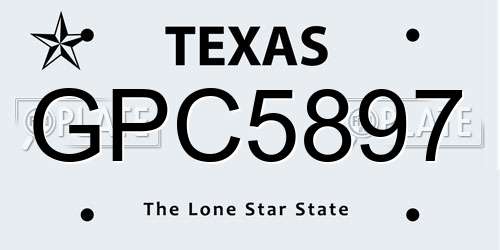GPC5897 Texas License Plate