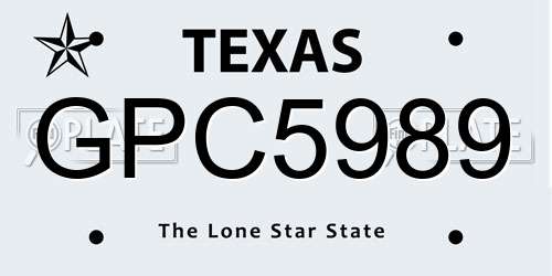GPC5989 Texas License Plate