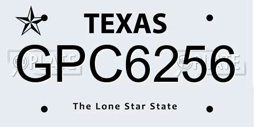 GPC6256 Texas License Plate