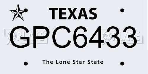 GPC6433 Texas License Plate