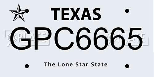 GPC6665 Texas License Plate