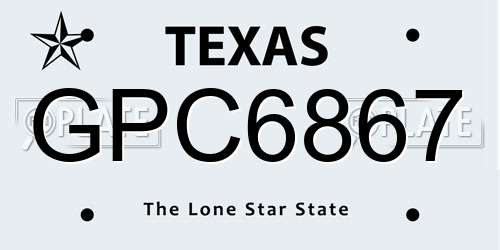 GPC6867 Texas License Plate