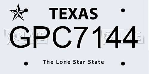 GPC7144 Texas License Plate