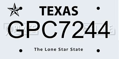 GPC7244 Texas License Plate
