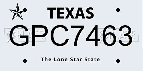 GPC7463 Texas License Plate