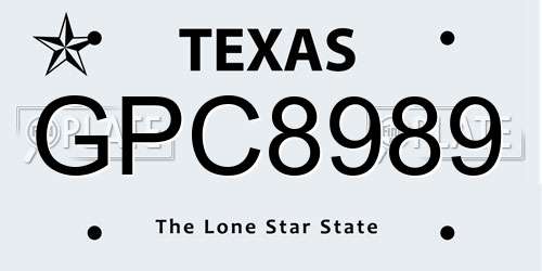 GPC8989 Texas License Plate
