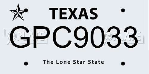 GPC9033 Texas License Plate
