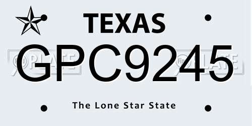 GPC9245 Texas License Plate