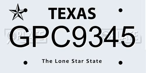 GPC9345 Texas License Plate