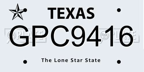 GPC9416 Texas License Plate