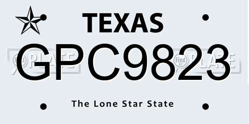 GPC9823 Texas License Plate