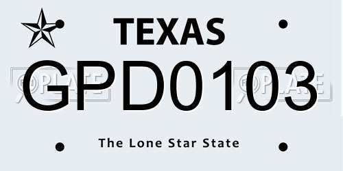 GPD0103 Texas License Plate