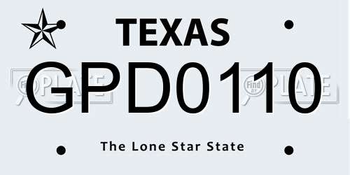 GPD0110 Texas License Plate