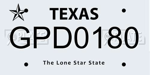 GPD0180 Texas License Plate