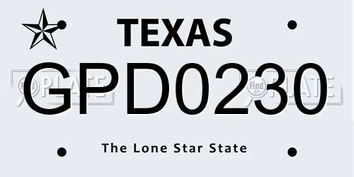 GPD0230 Texas License Plate