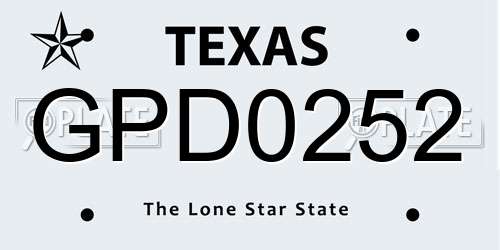 GPD0252 Texas License Plate