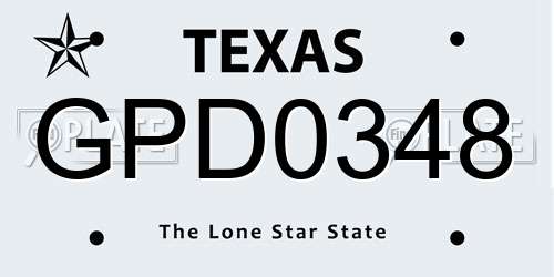 GPD0348 Texas License Plate