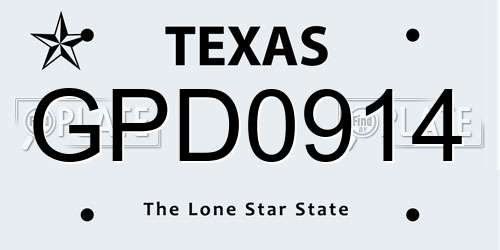 GPD0914 Texas License Plate