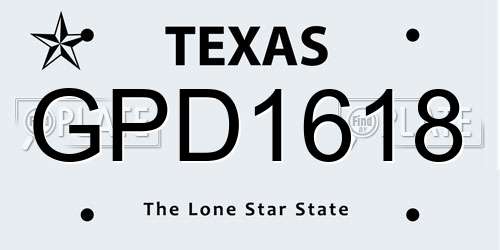 GPD1618 Texas License Plate