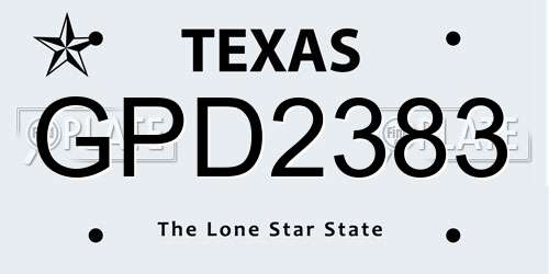 GPD2383 Texas License Plate